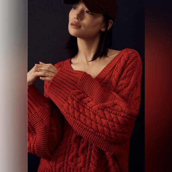 NWT! Anthropologie Maeve Wide-Sleeve Cable-Knit Sweater - Size Medium 💎 - Picture 3 of 12